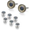 UJOY Gemelli, cravatte, smoking, portachiavi, set di gioielli da uomo con confezione regalo, 8pcs Studs Set Royal Blue & Goldline, Ottone, Ottone