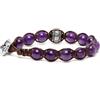 VLNET | Bracciale originale Tibetano con ruota della preghiera in argento e pietre naturali | Unisex Taglia Unica | Benedetto dai Monaci Tibetani (Ametista)