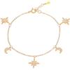 Diamond Treats Bracciale con ciondolo a luna e stella per donna e ragazza in argento 925, bracciale da donna con ciondoli in luna e stelle con pietre, bracciale da donna argento, oro giallo o oro rosa