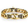 Urban Jewelry Bracciale da uomo con maglia a serpente e giglio Fleur de Lis placcato oro 24K - Catena pesante, 21,6-22,9 cm, resistente ai graffi, chiusura a scatto sicura, con scatola regalo, 9 Inch