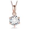 JewelryPalace 1ct Collana Solitario Donna Argento 925 con Creato Moissanite, Collana Ciondolo Pietra a Taglio Rotondo con Catena Maglia 45cm, Collane Pendenti in Oro Rosa Set Gioielli Donna