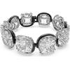 Swarovski Harmonia Braccialetto Rigido, Placcato in Tonalità Nero con una Fila di Cristalli TrasparentiSwarovski Taglio Cushion, Taglia M, Bianco