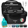 TRAVELISIMO Scaldavivande Elettrico Portatile 100W 1,5L Porta Pranzo Termico 220V/12V/24V Schiscetta Pranzo Riscaldabile per Viaggio e Lavoro Portavivande Termico & Porta Pranzo Riscaldabile