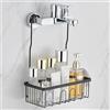 JONEBAER Mensola Doccia Senza Foratura, Porta Shampoo Doccia da Appendere, Portaoggetti Doccia da Appendere Accessori Doccia Acciaio Inox SS304 26x12x8cm, Nero