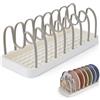 Clove Porta Coperchi Pentole Portacoperchi da Cucina con Ripiani Regolabili Supporto da Cassetto 7 Slot 42x16cm Organizer Cassetti Padelle Poggia Coperchio Organizzatore da Taglieri Rack Beige Chiaro