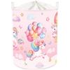 HUUMONSS Grande Cesta Porta Biancheria Bambini Animali Arcobaleno Pieghevole Cestini Portaoggetti Giocattoli Vestiti per Bagno Cameretta, Unicorno, 63L