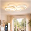 YOLEDY Lampadario Led Soffitto con Telecomando & APP, Plafoniera con 6 Anelli, Lampada da Soffitto Dimmerabile, Memoria di Luce con Timer, Lampadario Moderno Soggiorno Camera da Letto Ufficio, Bianco