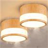 ZIZZLER 2 Faretti Led Legno da Soffitto IP44 Faretto per Cucina Interni Corridoio, 12W 1100LM, Plafoniera Rotondi Soffitto Soggiorno, Luce Calda, Bathroom Spot Lights Ceiling, 10cm