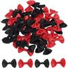 QUARKZMAN 50Pz Fiocchetti Rosso e Nero 1.5 x 1 Mini Fiocco di Nastro Raso Multicolori Piccoli per Cucito DIY Scrapbooking Regalo Presente Decorazione Casa Natalizi