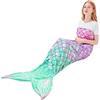 WERNNSAI Coperta con Coda di Sirena - Coperta Indossabile con Sirena in Peluche per Adulti Adolescenti 160 x 70 cm Sacco a Pelo Calda per Divano Letto Soggiorno Regalo di Compleanno (Rosa & Verde)