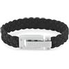 Tommy Hilfiger Jewelry Braccialetto in pelle da uomo Collezione FLAT BRAIDED LEATHER BRACELET Nero - 2790517