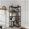 VEDECASA Libreria ad angolo a 5 ripiani - Grande mensola ad angolo a 5 livelli - Mensola ad angolo moderna con struttura in metallo - Scaffali aperti per soggiorno, camera da letto, ufficio, stile