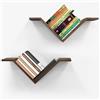 Mazjoaru Libreria da parete, in legno di noce, stile moderno, set di 2 | Mensole da parete sospese moderne per libri, organizer da parete, mensola per camera da letto, soggiorno e ufficio
