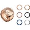 TIME100 Ring Watch, Anello Orologio Donna Ring Watch Set Regalo con 7 Ghire Intercambiabili Colorate, Orologio da Dito al Quarzo con Cinturino Elastico Regolabile, Design Vintage Elegante, Idea Regalo Donna