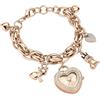 TIME100 Orologio da Donna a Bracciale con Ciondoli, Quadrante a Cuore con Cristalli Eleganti, Movimento al Quarzo, Orologio Gioiello Femminile in Confezione Regalo