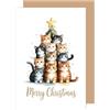 Edition Seidel Biglietto di auguri di Natale di alta qualità, con busta, biglietto di auguri di Natale, in inglese, per donna e uomo, retrò, con scritta Merry Christmas Xmas Christmas Gatti (W1144