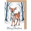 Edition Seidel Biglietto di auguri di Natale di alta qualità, con busta, biglietto di auguri di Natale, in inglese, per donna, uomo, retrò, Xmas Merry Christmas Capriolo (W1084 SW025)