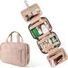 Ixkbiced Beauty case da viaggio da appendere, grande organizer per cosmetici portatile, con 4 scomparti, 1 robusto gancio per donne, uomini, ragazze, viaggi di lavoro Rosa rosa large(Pink)
