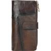 LUUFAN Genuine Leather Wallet Double Zipper Large Capacity Long Purse Clutch Bag Handbag Pouch Business Cash Cards Phone Holder