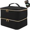 ADERTOS Valigetta Porta Smalti e Lampada Unghie UV, Borsa Organizer per Smalti, Conservazione dello Smalto per 30 Flaconi a 15 ml, Custodia per Smalti per Unghie a 2 Strati - Nero