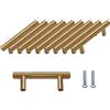 SPDYCESS Maniglia a T, Confezione da 10 Maniglie Delle porte Dell'armadio Spazzolate Hardware Acciaio Inossidabile Maniglia per Cassetti per Mobili da Cucina Centro del Foro 64 mm Oro