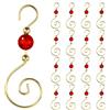 INCREWAY Ganci per Ornamenti Natalizi, 30 PZ Ganci a Forma di S Dorati per Ornamenti Natalizi Ganci in Metallo con Perline Rotonde di Cristallo