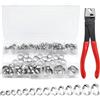 KXVXXV 170 fascette stringitubo mono-orecchio con pinza stringitubo, 14 misure | Set di fascette stringitubo in acciaio inox (5,3-33,1 mm)