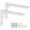 Mooche 2 staffe per mensole resistenti, 15,2 cm, bianche, per mensole, in acciaio inox, con viti, per soggiorno, camera da letto, garage, scaffalature