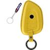 Ysbxitu Portachiavi auto in pelle per BMW Serie 1 2 4 X1 X2 X3 X5 X6 G01 G05 G20 F25 F36 F40 F44 F48 E70 420i Active con anello portachiavi intelligente a 4 pulsanti giallo