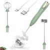 TonJin Frusta doppia frusta montalatte portatile USB-C ricaricabile elettrico per bevande verdi, 3 velocità regolabili, frusta per latte, matcha, cioccolata calda, uova, matcha