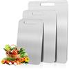 Gugxiom Set di tre taglieri bifacciali, in acciaio inox, tagliere in acciaio inox 304 per verdure, carne e frutta (L)