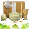 Feegela Matcha Set di 8 pezzi Macha Tea con scopa, filtro filtro, ciotola, cucchiaio, base per asciugamano da tè, set regalo per la preparazione tradizionale matcha (verde) (verde)