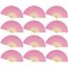 baotongle 12 ventagli in carta, per matrimoni, matrimoni, fan della mano, decorazione asiatica per l'estate, festa di compleanno, gruppo, fai da te, decorazione da parete (rosa)