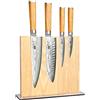 FUJUNI Set Coltelli da Cucina,5 Pezzi Set Coltelli da Cucina Professionali Con Ceppo Coltelli,67 Strati Di Coltello In Acciaio Damasco VG10,Con Manico In Legno d'Ulivo,Ceppo Portacoltelli