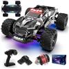 PENGBU RC Auto telecomandata, 1/14 RC auto con 7 luci di colore, 40 km/H, camion Rc da 2,4 GHz, auto fuoristrada con due batterie, 4 WD impermeabile RTR All Terrain, Rc Buggy per bambini e adulti