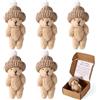 TOYMIS 5pz My Little Worry Bear, Mini Orsetto di Peluche Positivo con Biglietti Motivazionali Giocattolo Tascabile Emotivo Grazioso Decoro da Scrivania per Familiari Amici e Colleghi (Marrone)