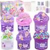 AMCHLEL 6 Pezzi Fluffy Butter Slime Set, Viola Crystal Slime per Bambini, Butter Slimes Set, Putty Giocattoli, DIY Slime Morbido ed Elasticizzato per Bambine e Bambini Feste Regalo (Viola)