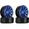 KEEDA 4 pezzi di pneumatici duri e ruote in plastica a 10 razze per 1/10 Traxxas HSP Tamiya HPI Kyosho RC Drift Car Racing Car (Blu)