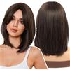 WOKESTAR Parrucca Bob con Frange Parrucche Corte Di Colore Nero per Donna, Parrucche Bob Sintetiche Resistenti Al Calore Stile Bob