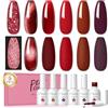 PEACECOLOR Smalto Semipermanente Unghie, 6 Colori Trasparente Jelly Cat Eye Glitter Rosso Smalti Semipermanenti per Unghie Soak Off UV/LED Nail Art Salone, 10ML