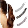 Zimoer 3 Pezzi Fermagli a Banana, Banana Clip Pettine per Capelli, Fermagli per Capelli a Banana con Perle di Strass, Vintage a Forma di Coda Pesce per Coda di Cavallo, per Capelli Ricci e Grossi