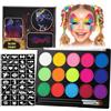 Erinde Body Painting 15 Colori, Kit Truccabimbi Lavabile, Pittura per Viso e Corpo ad Alta Pigmentazione, Trucco Teatrale per Halloween e Carnevale, con Pennello e Stampini, Ideale per Bambini Cosplay