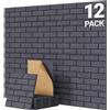TONOR Set di 12 Pannelli Acustici a Forma di Mattone, 30 x 30 x 0,9 cm Schiuma Acustica Autoadesiva, Pannello Decorativo da Parete per Salotti, Camere da Letto e Uffici, Grigio Scuro