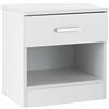 Baroni Home Comodino con Cassetto e Scomparto in Nobilitato, Mobiletto Multiuso per Camera da Letto, Tavolino Basso Salotto, Bianco 37x30x39 cm