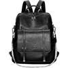 Leathario Zaino Donna in Pelle Vegana Impermeabile Antifurto,Borsa Elegante 3-in-1,Zaino da Lavoro, Viaggio e Uso Quotidiano(Nero Lucido)
