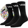 Vans calzini originali logo classic socks crew unisex adulto - pacco 3 paia e 10 stickers casual (IT, Testo, L, Regular, Regular, nero + 10 sticks)
