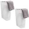 Mind Reader Cesto portabiancheria sottile da 40 l, con coperchio, design in vimini, in plastica, 45,7 x 26,9 x 59,9 cm, set da 2, bianco