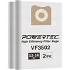 Powertec 75002 High Efficiency Filter Bags for Ridgid Wet/Dry Vacuum VF3502, 2-pack