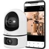 NIVIAN Telecamera Interna WiFi 2K con Doppia Lente - Videosorveglianza Casa senza Angoli Ciechi, Tracciamento Automatico, Rilevamento Persone IA, Audio Bidirezionale, Alexa e Google