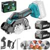 SINGTIP Mini Smerigliatrice a Batteria 76mm Compatibile con Batterie Makita 18V, Smerigliatrice Angolare 19500 giri/min con 2 Batterie da 4,0 Ah, 5 Dischi da Taglio | Protezione Antipolvere